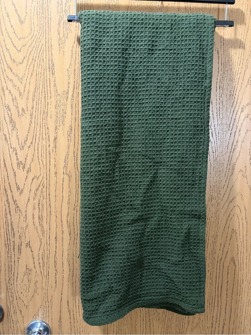Arhaus Waffle Weave Cotton Throw Blanket Dark Green 50x60 Cozy Home Decor